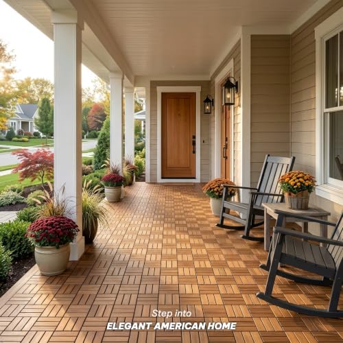 Acacia Interlocking Deck Tiles, 12 Slats, Honey Oak - Image 5