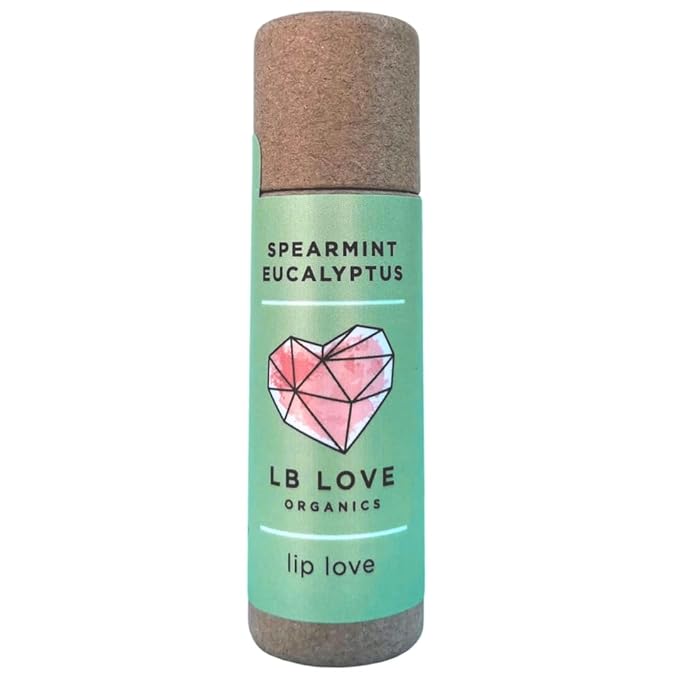 Plastic Free Lip Love | Jumbo Organic Lip Balm | Organic Beeswax and Plant Based | Zero Waste Natural Lip Balm (Spearmint Eucalyptus)