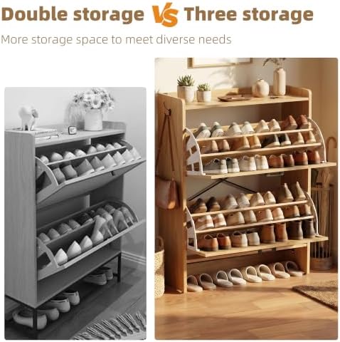 Shoe Storage Cabinet for Entryway, 2 Flip Drawers - Image 5