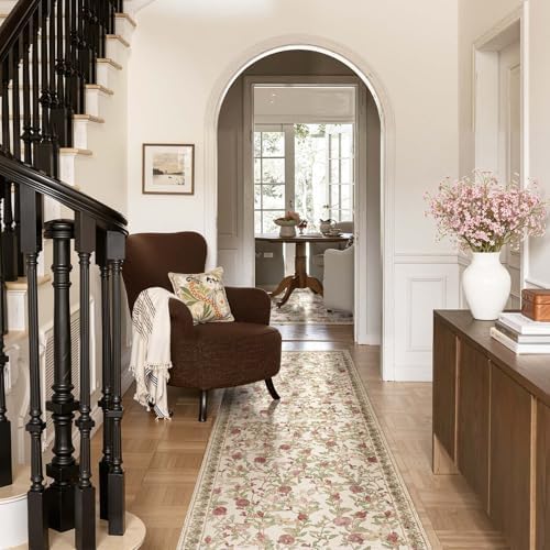 jinchan 3x8 Runner Rug Floral Vintage Washable Area Rug - Image 6