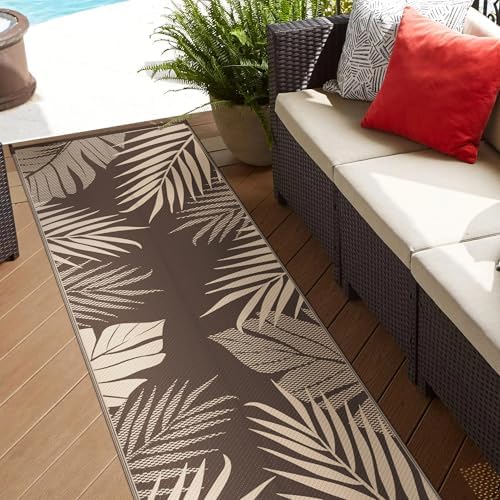 GENIMO Outdoor Rug, Waterproof Plastic Runner Rugs, 2.5'x8' Coffee Beige - Image 3