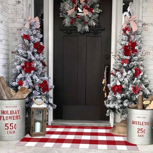 Christmas Plaid Outdoor Rug, Layering Rug by BOTTA