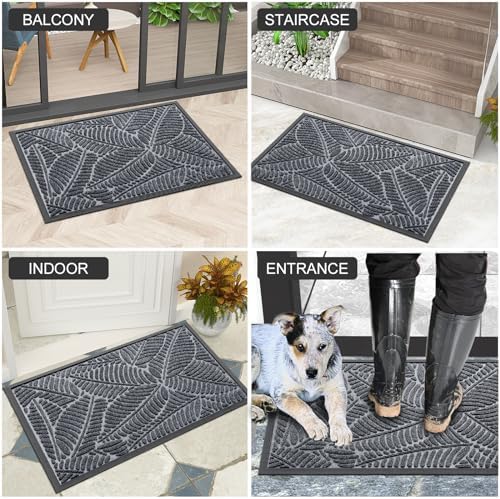 Colorxy Waterproof Front Doormat, Sturdy Natural Rubber Door Mat - Image 6