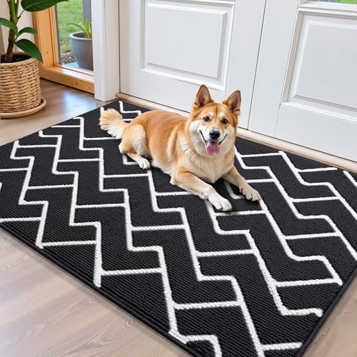 OLANLY Front Door Mat 40x32, Low-Profile Easy Clean Doormat, Deep Black by OLANLY