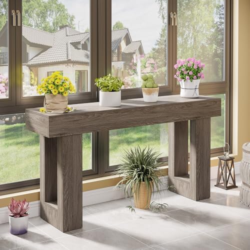 Tribesigns 63-Inch Long Console Table, Wooden Rectangular Sofa Table Behind The - Image 6