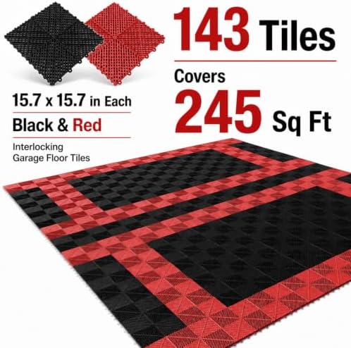 Japard Garage Floor Tiles, 20 Pack Interlocking Flooring Drainage 15.7 x 15.7 - Image 3