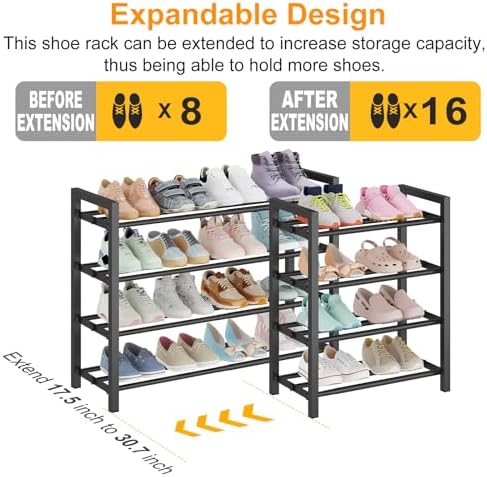 4-Tier Expandable Metal Shoe Rack - Image 3