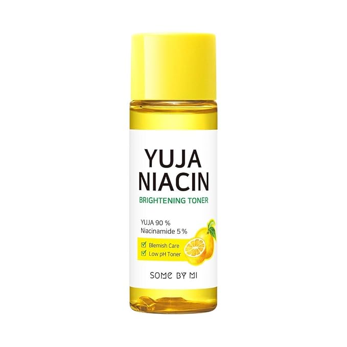 SOME BY MI Yuja Niacin 30 Days Brightening Starter Kit/Toner 1.01Oz, Serum 0.33Oz, Gel Cream 1.01Oz, Sleeping Mask 0.67Oz / Melasma and Blemish Care/Facial Skin Care Set