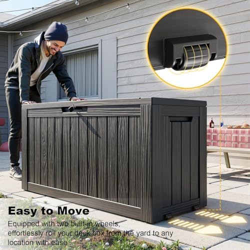PatioZen 75 Gallon Resin Deck Box, Lockable Outdoor Storage Box - Image 3