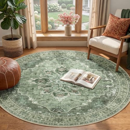 RELEANY Washable Area Rug, Round 4ft - Image 2