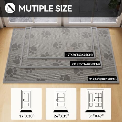 YDKGL Door Mat Indoor Entrance 24"x35", 0.16" Thin Paw Print Low Pile Doormat - Image 2