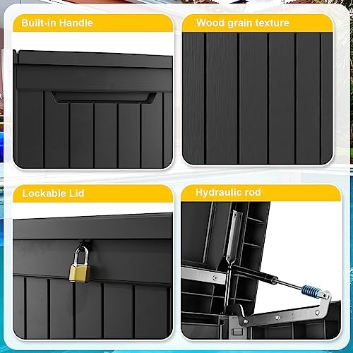 PatioZen 281 Gallon Large Resin Deck Box, Lockable Outdoor Storage Box - Image 3