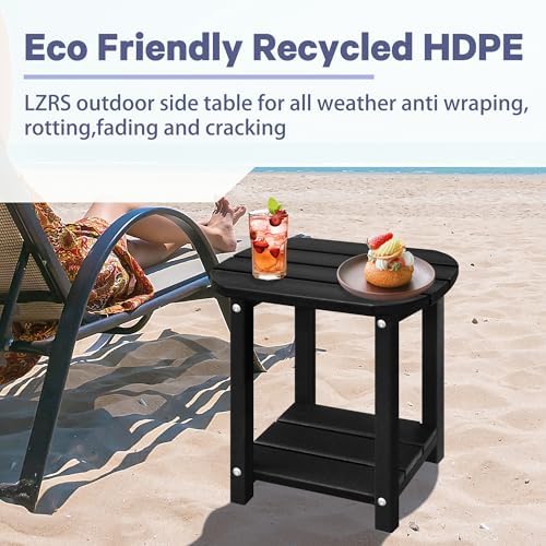 LZRS 2-Tier Patio Side Table, Heavy Duty HDPE Outdoor End Table - Image 7
