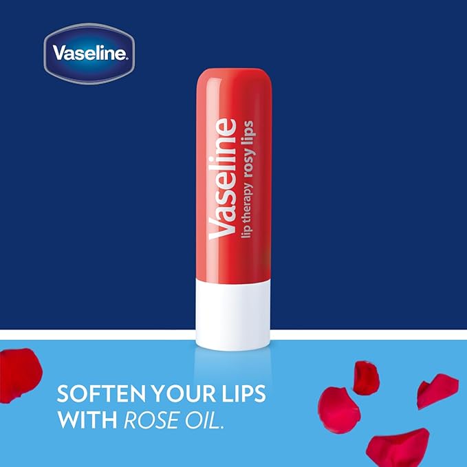 Vaseline Lip Therapy Rosy Lips - Hydrating Lip Balm Pack, Vaseline Stick, Lip Moisturizer for Dry Lips, 0.16 Oz Each (Pack of 12)