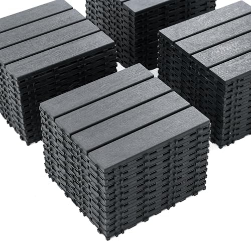 Plastic Interlocking Deck Tiles 12"x12" Waterproof Outdoor Patio Flooring PP - Image 5