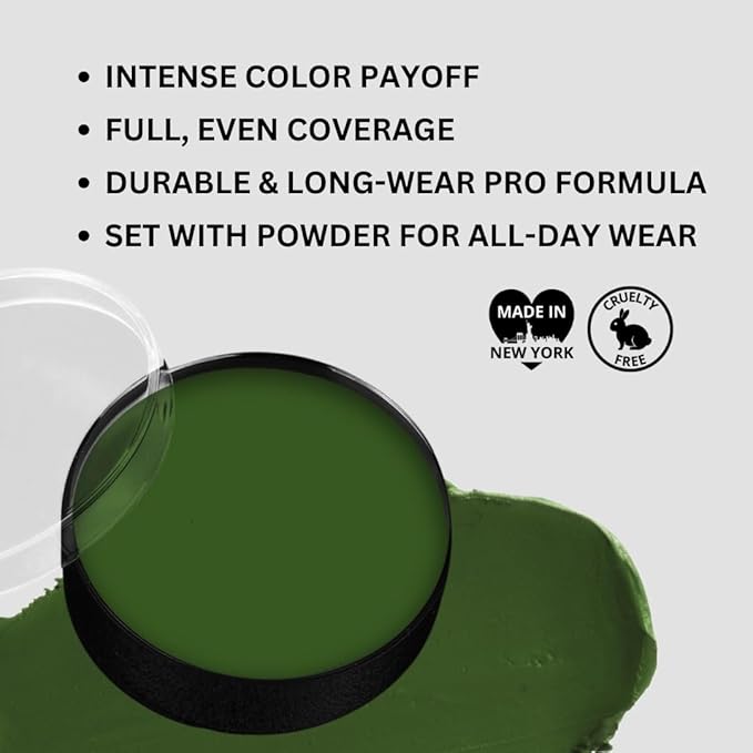 Mehron Makeup Color Cups | Stage, Foundation, Face Paint, Body Paint, Halloween | Face Paint Makeup | Greasepaint .5 oz (14 g) (Green)
