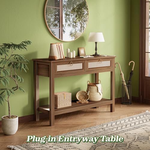 SUPERJARE Rattan Console Sofa Table - Image 3