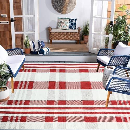 Christmas Plaid Outdoor Rug, Layering Rug - Image 3
