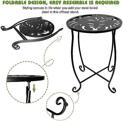 Outdoor Side Table for Small Space, Metal Outdoor Indoor Round Side Table - Image 3