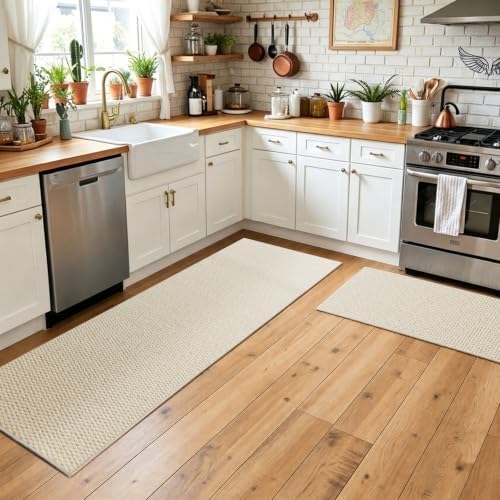 Faux Jute Runner Rug 2'x8', Washable & Non-Slip, Off White - Image 5