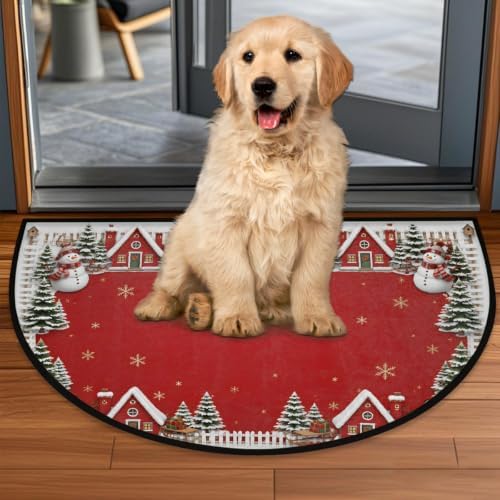 Christmas Half Round Door Mat Outdoor Doormat Bedroom Entrance Rug B14 - Image 6