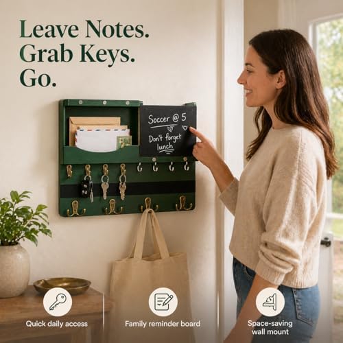 Key Holder Wall Mount with Shelf, Key Hooks - Image 6