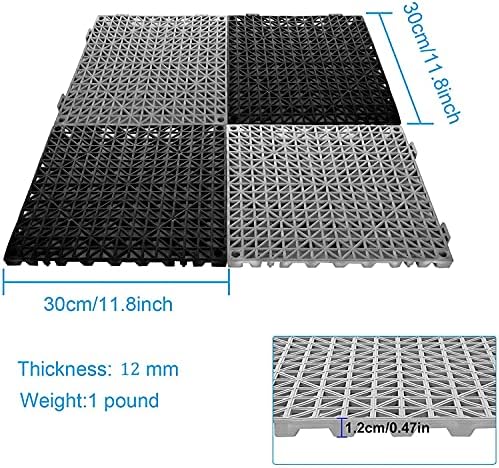 12 Pack 12 x 12 Interlocking Rubber Bathroom Flooring Tiles Non-Slip Splicing - Image 2