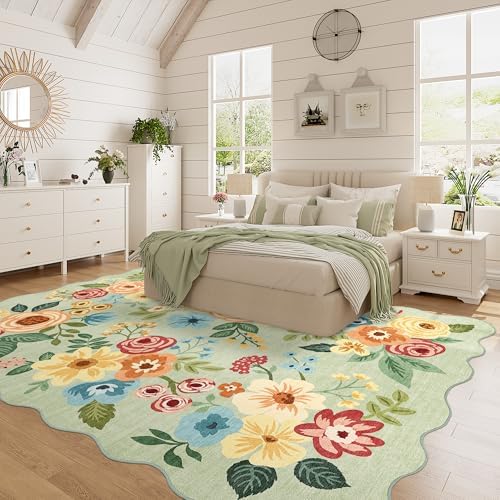 DUKINO 5x7 Area Rugs for Bedroom, Floral Washable Rug Non Slip - Image 5
