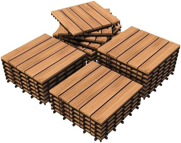 Yaheetech 27PCS Interlocking Deck Tiles Outdoor Patio Floor, Natural Wood by Yaheetech