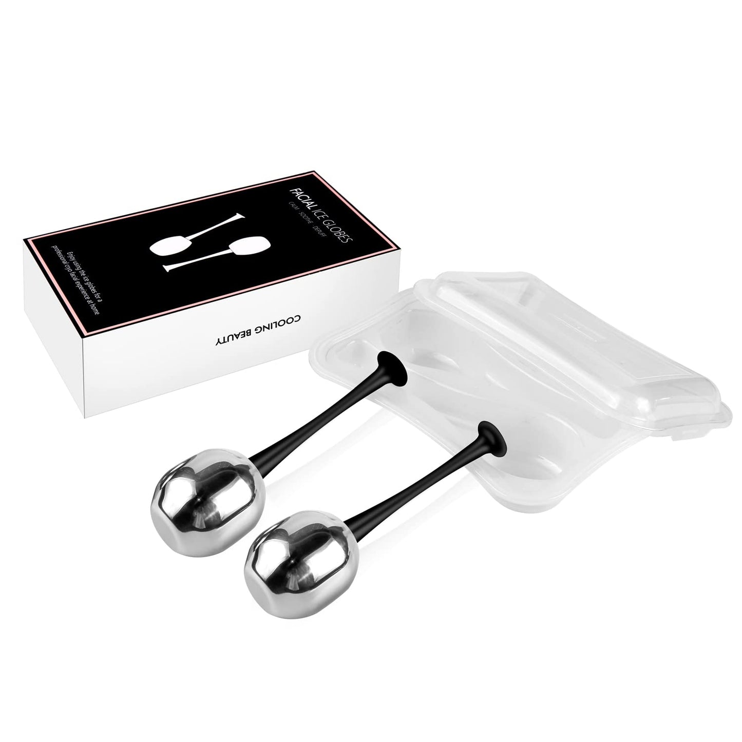 Ice Globes Facial Skin Care Tools for Women Cryo Sticks for Face Eyes, Stainless Steel Face Beauty Cryo Globes for Girls Ladies, Esthetician Supplies Cooling Spa Globes Cold Roller with Storage Case