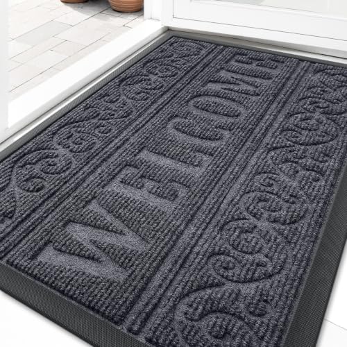 OLANLY Welcome Door Mat Indoor Outdoor 29.5x17, Heavy-Duty Rubber Doormat by OLANLY