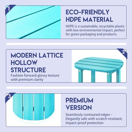LZRS 2-Tier Patio Side Table, Heavy Duty HDPE Outdoor End Table - Image 5