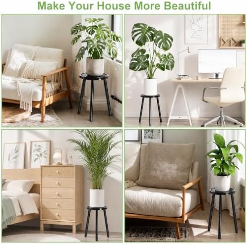 2-Pack Wood Plant Stands Indoor, 16.7" Tall Plant Stand Outdoor Mid-Century - Image 3