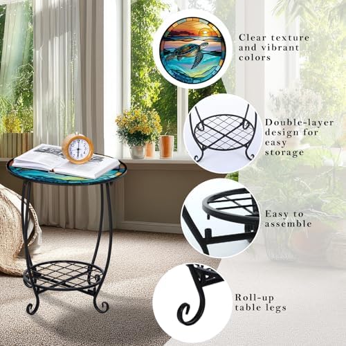 Cinnvoice Outdoor Side Table Small End Patio Porch Table - Image 4