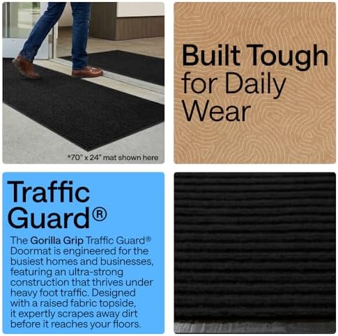 GORILLA GRIP Traffic Guard Indoor Outdoor Heavy Duty Door Mat, 35x23 Black - Image 3