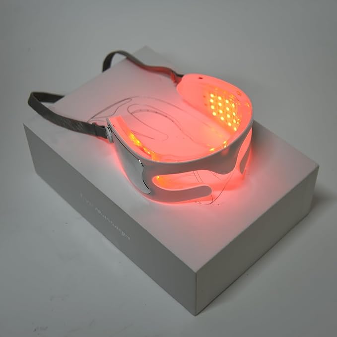 LED Red Light Therapy Eye Device, 3 Modes Red Light Eye Mask with Multi-Frequency Vibration for Anti-Aging, Skin Rejuvenation, Dark Circles, Eye Bags and Wrinkles