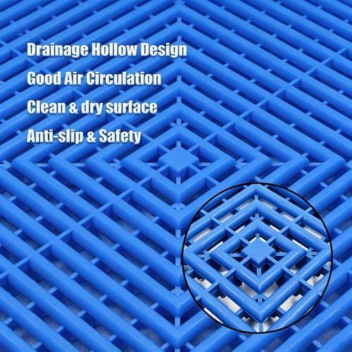 Interlocking Garage Floor Tiles, Rigid Drainage 16"x16" Blue 24-Pack - Image 3