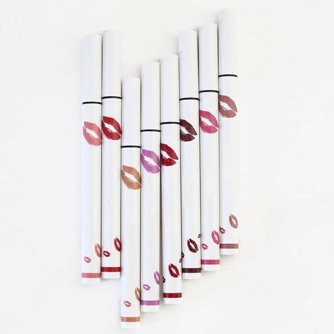 evpct Longwear Liquid Lip Liner Stain Marker Pen Long Lasting Waterproof, Mauve Red Matte Semi Permanent 24 Hour Lip Liner and Lipstick Combo, Korean Color Stay Lipliner All Day, Lips Stain peel off