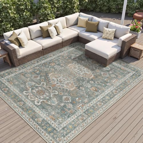GENIMO 8x10 Outdoor Rug, Washable Quick Dry by GENIMO