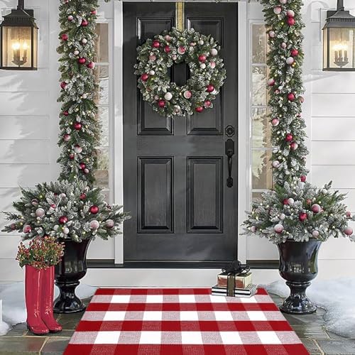 Christmas Plaid Outdoor Rug, Layering Rug - Image 6