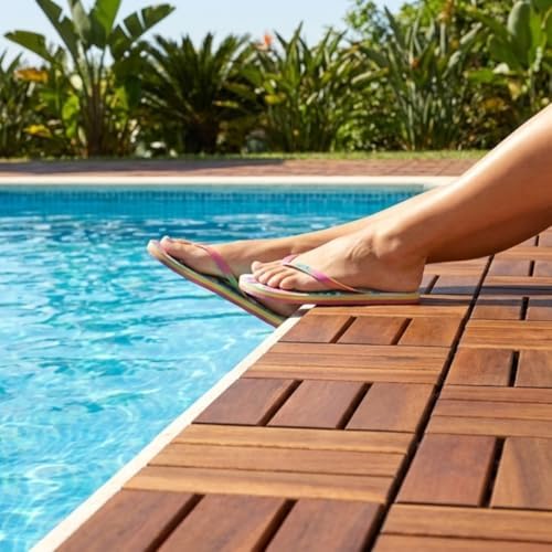 Permium Acacia Waterproof Interlocking Deck Tiles, Patio/Outdoor Flooring - Image 4