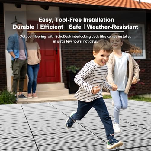 EchoDeck Interlocking Deck Tiles, 9 Pack Patio Tiles Outdoor Interlocking All - Image 2