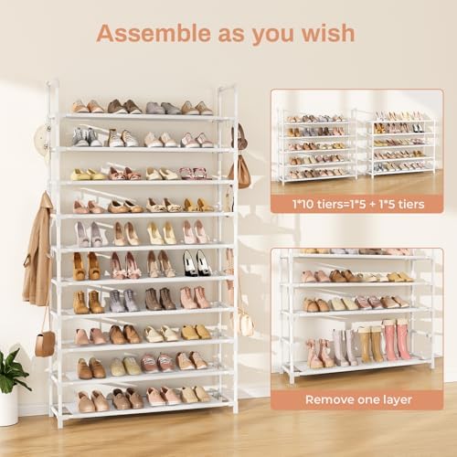 LANTEFUL Tall Shoe Rack 10 Tier Shoe Organizer Large Shoe Shelf - Image 5