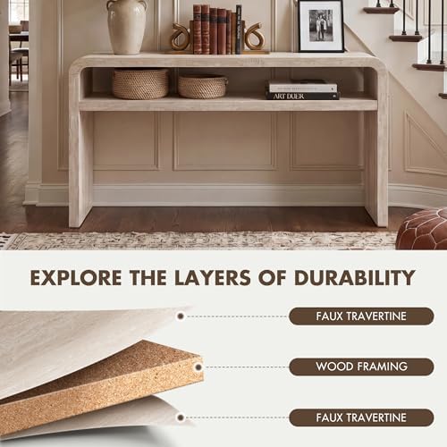 Hyfirm Travertine Style Wood Console Table - Image 5