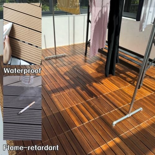Composite Wood Deck Tiles 24 x 12 in, Interlocking Outdoor Decking Tiles - Image 4