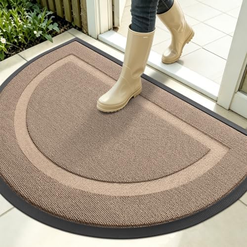 OLANLY Half Circle Front Door Mat Outside 35x23 All-Season Rubber Doormat by OLANLY