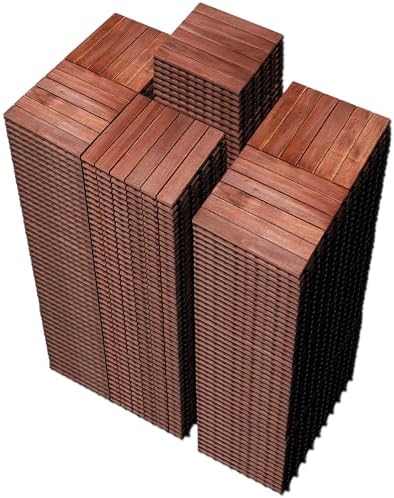 PrimeZone 297 PCS Solid Acacia Wood Interlocking Patio Deck Tiles Outdoor by PrimeZone