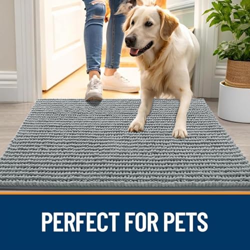 OLANLY Dog Door Mat for Muddy Paws 24x16, Extra Absorbent Chenille Mud Mat - Image 6