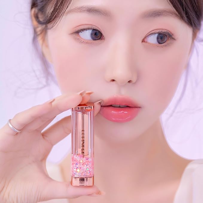 Sparkle Cute Lip Balm, Rose Red, Glittery, Moisturizing, Crayon