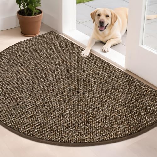 BEQHAUSE Dirt Trapper Door Mat 32" x 48" Half Circle Non Slip Rugs by BEQHAUSE